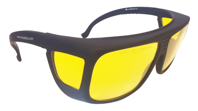 LG-005: 445nm , 455nm, 532nm (190nm to 532nm) | Green & Blue Laser Safety Glasses | OD7+ L7 | Adjustable | Universal Fitover